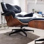 Eames Lounge Chair and Ottoman Black Leather Palisander