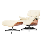 Eames Lounge Chair and Ottoman Ivory White Leather Palisander XL