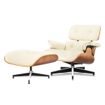 Eames Lounge Chair and Ottoman Ivory White Leather Walnut XL