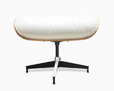 Eames Lounge Chair and Ottoman Ivory White Leather