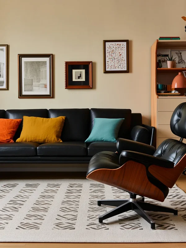 Lounge Chair and Ottoman Black Ultimate Replica