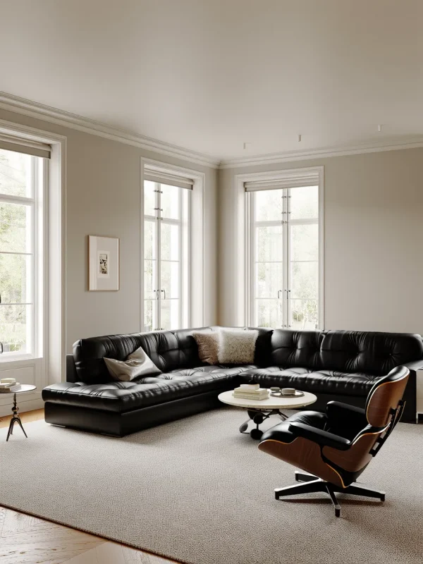 Lounge Chair and Ottoman Black Ultimate Replica